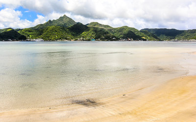 Mount Alava with the capital of Pago Pago from across Pago Pago Harbor in American Samoa