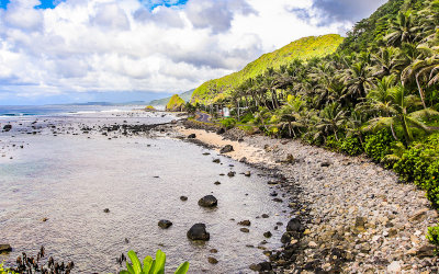 Coastline and Highway 001 near Leone in American Samoa
