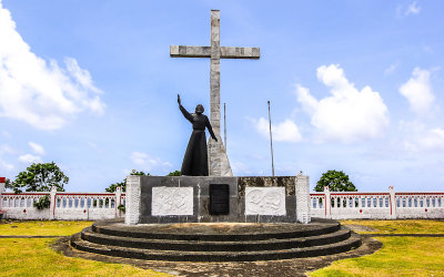 Religious monument on the coast of Tutuila Island in American Samoa
