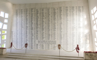 Memorial Wall in the USS Arizona Memorial in Pearl Harbor