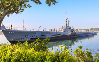 USS Bowfin, Balao class submarine, docked in Pearl Harbor