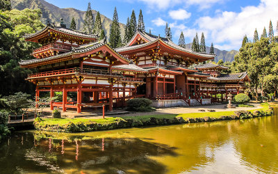 Byodo Temple at the base of the Koolau Mountains on Oahu