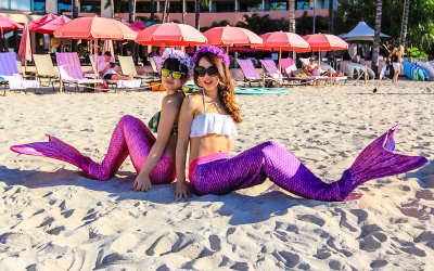 Real live mermaids on Waikiki Beach
