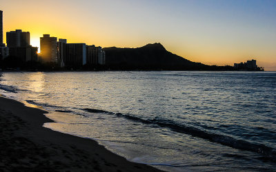 Sunrise on Diamond Head and Waikiki Beach
