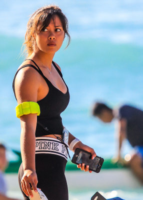 Woman working out on Waikiki Beach
