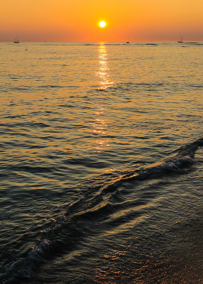 Sunset over the Pacific Ocean from Waikiki Beach