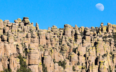 Moonrise above the spires in Rhyolite Canyon in Chiricahua National Monument