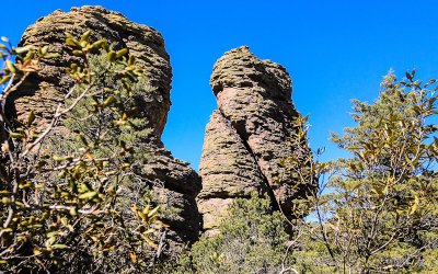 A sliding rock spire along the Heart of Rocks Loop Trail in Chiricahua National Monument