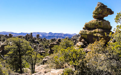 Rock formations along the Heart of Rocks Loop Trail in Chiricahua National Monument