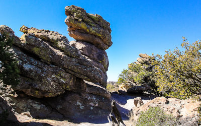 A balanced rock along the Heart of Rocks Loop Trail in Chiricahua National Monument