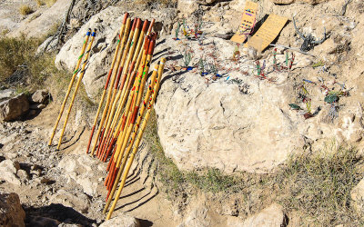 Mexican crafts left for sale along the Boquillas Canyon Trail in Big Bend National Park