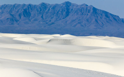 Gypsum dunes at the foot of the Andres Mountains in White Sands National Monument