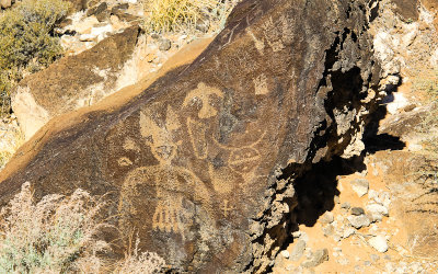 Symbols carved in rock in Rinconada Canyon in Petroglyph National Monument