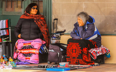 Vendors in front of The Palace of the Governors in Santa Fe Plaza