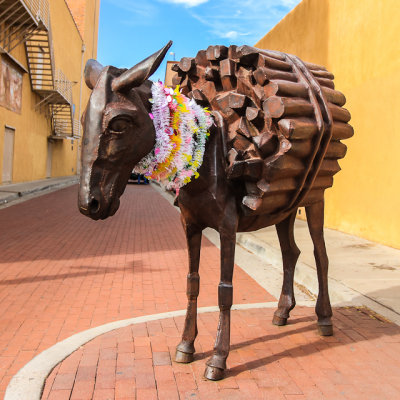 Burro statue next to the Lensic, Santa Fes Performing Arts Center, near Santa Fe Plaza