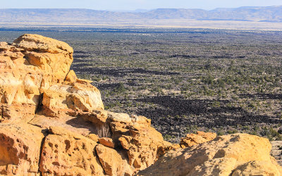 Lava flows seen from the Sandstone Bluffs Overlook in El Malpais National Monument