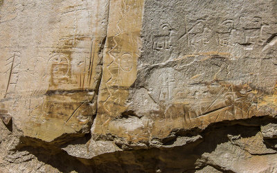 Petroglyphs on Inscription Rock in El Morro National Monument