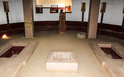 The interior of the reconstructed Great Kiva of the West Ruin in Aztec Ruins National Monument