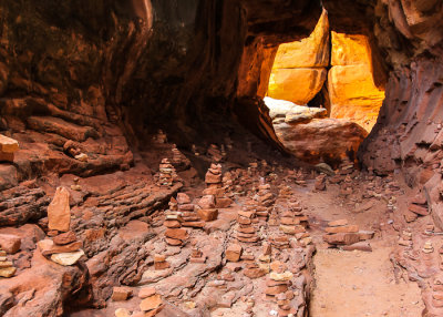 Cairn jungle at the entrance to The Joint along the Joint Trail in Canyonlands National Park