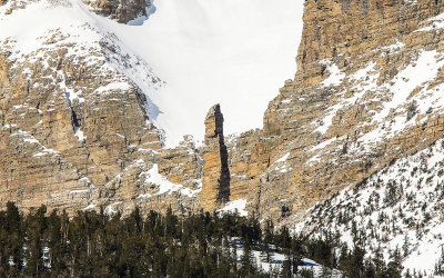 300 foot obelisk near Wheeler Peak from the Mather Overlook in Great Basin National Park