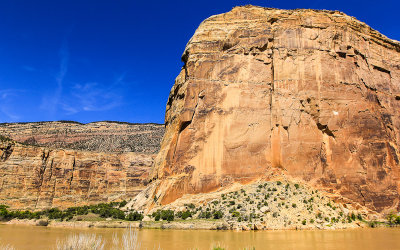 The Green River and Steamboat Rock in Echo Park in Dinosaur National Monument