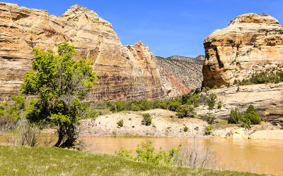 The Green River running through Echo Park in Dinosaur National Monument