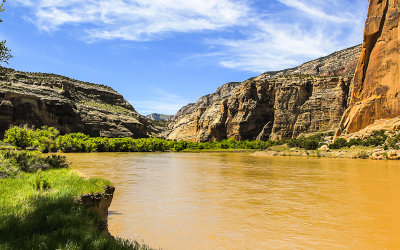 The Green River running through Echo Park in Dinosaur National Monument