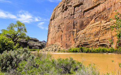 Steamboat Rock and the Green River in Echo Park in Dinosaur National Monument