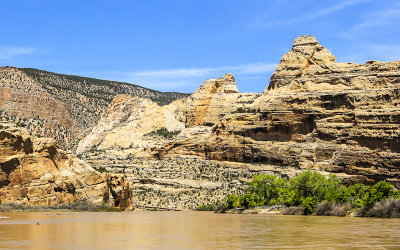 The Green River running through Echo Park in Dinosaur National Monument