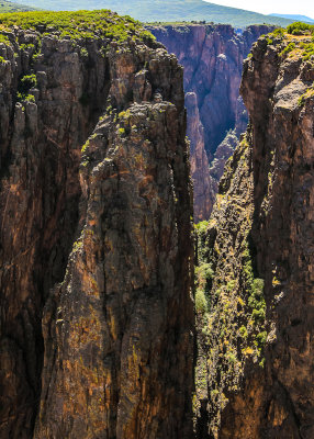 Looking through the canyon wall at Rock Point in Black Canyon of the Gunnison National Park