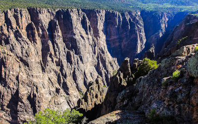 Steep canyon walls as seen from Dragon Point in Black Canyon of the Gunnison National Park