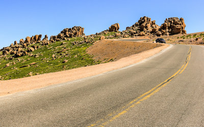 Boulders on a curve along the Pikes Peak Highway