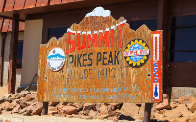 Sign at the Summit on Pikes Peak