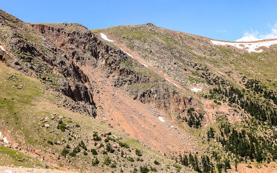 Rugged mountainside along the Pikes Peak Highway