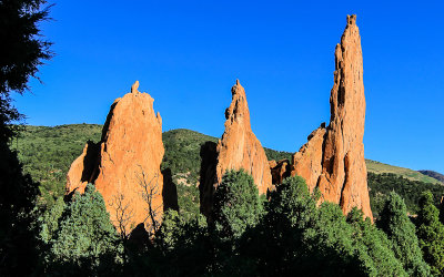 Early morning sun on the Cathedral Spires in the Garden of the Gods