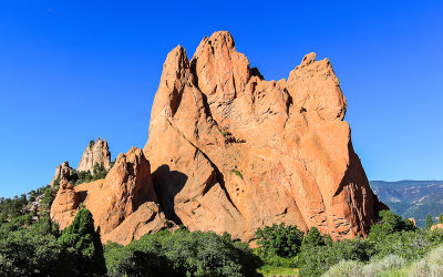 The peak of Gray Rock and South Gateway Rock in the Garden of the Gods