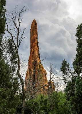 Storm Clouds over one of the Cathedral Spires in the Garden of the Gods