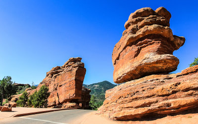 Steamboat Rock and Balanced Rock in the Garden of the Gods