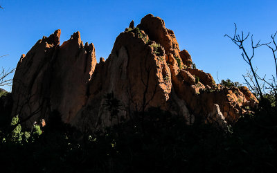 South Gateway Rock is silhouetted by the early morning sun in the Garden of the Gods
