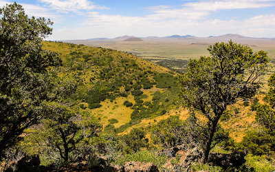 Looking into the crater from along the Crater Rim Trail in Capulin Volcano National Monument