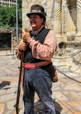 Alamo fighter at the front of the mission, San Antonio Missions NHP