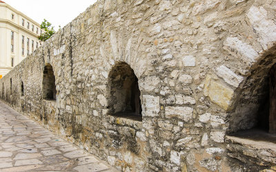 Outside wall of the Alamo Long Barrack, San Antonio Missions NHP