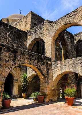 Arches behind Mission San Jose in San Antonio Missions NHP