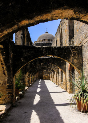 Arched walkway at Mission San Jose in San Antonio Missions NHP