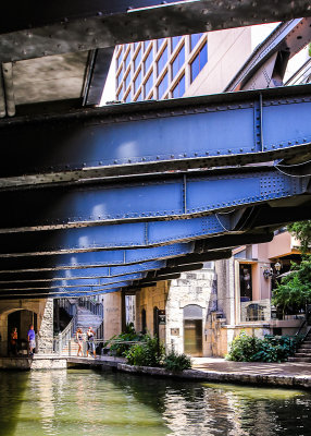 View under a bridge along the San Antonio River Walk