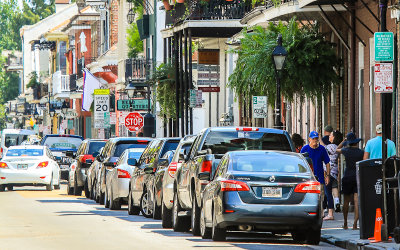 Busy street in the French Quarter