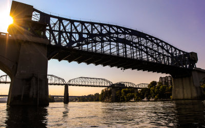 The Market Street and Walnut Street bridges in Chattanooga Tennessee