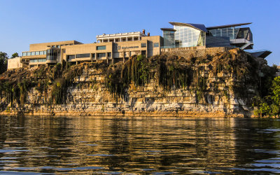 The Hunter Museum of American Art from on the Tennessee River in Chattanooga Tennessee