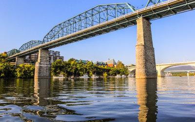 Walnut Street Bridge on the Tennessee River in Chattanooga Tennessee