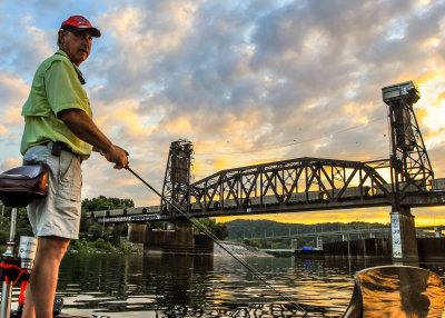 David fishing the Tennessee River at sunrise in Chattanooga Tennessee